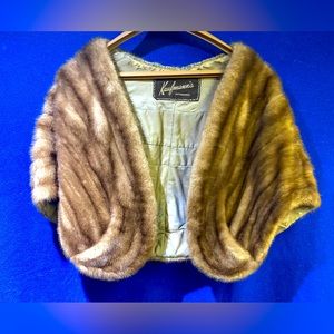 100% Genuine Kaufmann’s Vintage Mink Fur Coat Cape Shawl OS